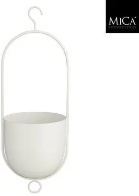 Mica Decorations Hangpot Bob  l15xb14xh42cm Wit