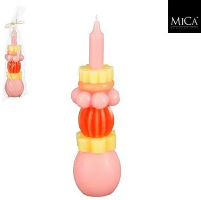 Mica Decorations kaars  7x26cm roze 