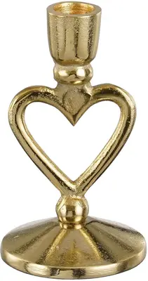 Mica Decorations kandelaar aluminium hart 7.5x7x15cm goud