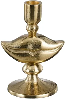 Mica Decorations kandelaar aluminium lippen 10.5x8.5x15cm goud