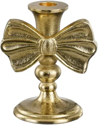 Mica Decorations kandelaar aluminium strik 11x8x13cm goud