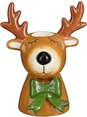 Mica Decorations kandelaar  hert 9x7x11cm bruin