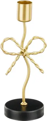 Mica Decorations kandelaar ijzer strik 7x6.5x18cm goud