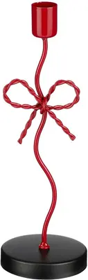 Mica Decorations kandelaar ijzer strik 8x7x25cm rood