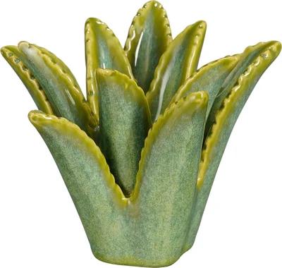 Mica Decorations kandelaar keramiek aloe vera 13.5x12x10.5cm groen