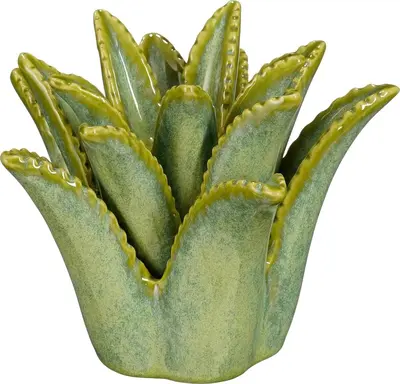 Mica Decorations kandelaar keramiek aloe vera 17x16x13cm groen