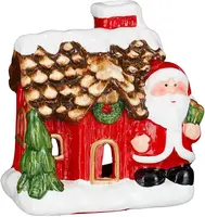 Mica Decorations kerstfiguur keramiek kersthuis 10.5x7x11cm rood kopen?