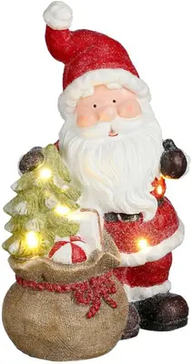 Mica Decorations kerstfiguur keramiek kerstman 28x20x43.5cm rood