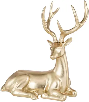 Mica Decorations kerstfiguur kunststof hert 23x34x40cm champagne