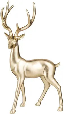 Mica Decorations kerstfiguur kunststof hert 37x27x62cm champagne