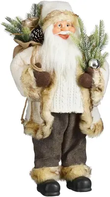 Mica Decorations kerstfiguur kunststof kerstman 30x20x60cm creme