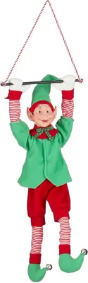 Mica Decorations kerstfiguur polyester elf bewegend met geluid 18x10x65cm groen, rood