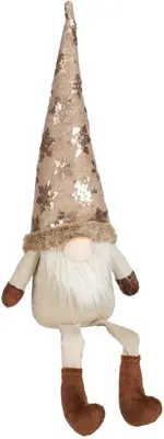 Mica Decorations kerstfiguur polyester gnoom bungelend 16x10x52cm bruin
