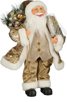 Mica Decorations kerstfiguur polyester kerstman 25x15x40cm champagne