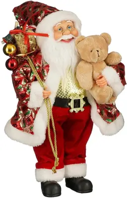 Mica Decorations kerstfiguur polyester kerstman 25x15x40cm rood