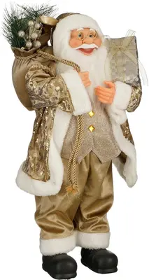 Mica Decorations kerstfiguur polyester kerstman 30x20x60cm champagne