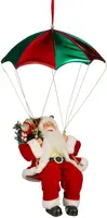 Mica Decorations kerstfiguur polyester kerstman met parachute 35x35x60cm rood kopen?