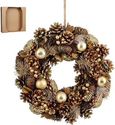 Mica Decorations krans eton 34cm goud - afbeelding 1