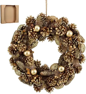Mica Decorations krans eton 45cm goud - afbeelding 1