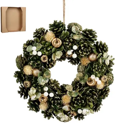 Mica Decorations krans georgie 34cm groen - afbeelding 1