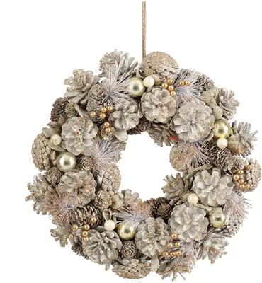 Mica Decorations krans hanley 34cm wit - afbeelding 1