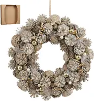 Mica Decorations krans hanley 45cm wit - afbeelding 1