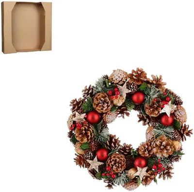 Mica Decorations krans roslyn 34cm bruin - afbeelding 1