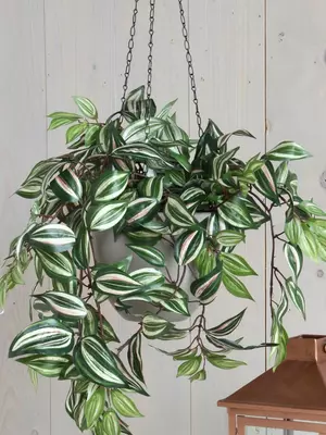Mica Decorations kunst hangplant tradescantia 45cm groen - afbeelding 5