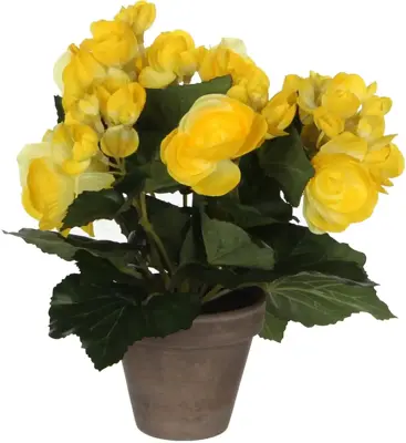 Mica Decorations kunstplant begonia 25cm geel - afbeelding 1