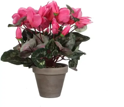 Mica Decorations kunstplant cyclaam 30cm lichtroze, groen - afbeelding 1
