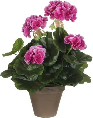 Mica Decorations kunstplant geranium 33cm paars - afbeelding 1