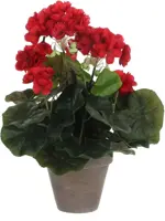 Mica Decorations kunstplant geranium 34cm rood - afbeelding 1