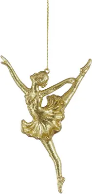 Mica Decorations kunststof kerst ornament ballerina 14cm goud