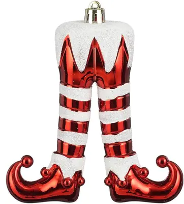 Mica Decorations kunststof kerst ornament elf 13cm rood, wit