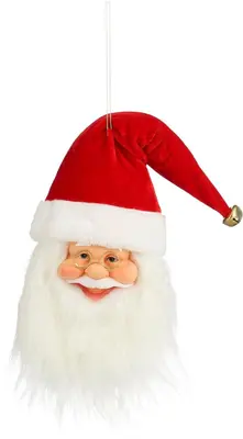 Mica Decorations kunststof kerst ornament kerstman hoofd 45cm rood