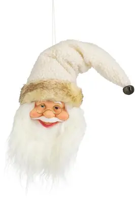 Mica Decorations kunststof kerst ornament kerstman hoofd 45cm crème