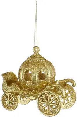 Mica Decorations kunststof kerst ornament koets 10cm goud