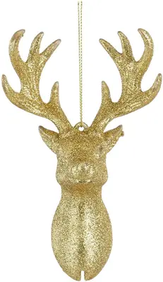 Mica Decorations kunststof kerst ornament rendier 14cm goud