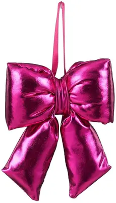 Mica Decorations kunststof kerst ornament strik 15cm fuchsia