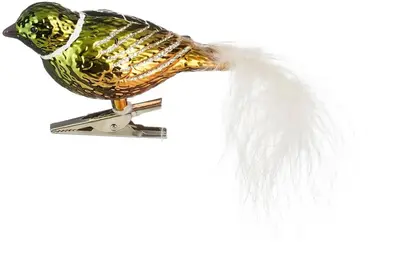 Mica Decorations kunststof kerst ornament vogel op clip 10cm groen