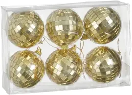 Mica Decorations kunststof kerstbal discobal 6cm champagne 6 stuks kopen?