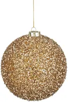 Mica Decorations kunststof kerstbal tinsel 15cm champagne kopen?