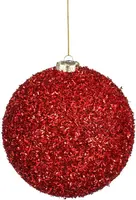 Mica Decorations kunststof kerstbal tinsel 15cm rood kopen?
