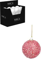 Mica Decorations kunststof kerstbal tinsel 8cm roze kopen?