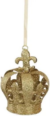 Mica Decorations metalen kerst ornament kroon 12cm goud