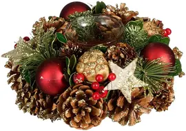 Mica Decorations theelichthouder dennenappel roslyn 19x9cm bruin