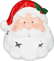 Mica Decorations theelichthouder keramiek kerstman 15x11.5x15cm rood kopen?
