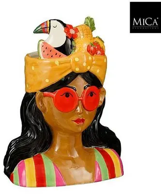 Mica Decorations vaas dolomiet funny 25x16.5x31cm oranje