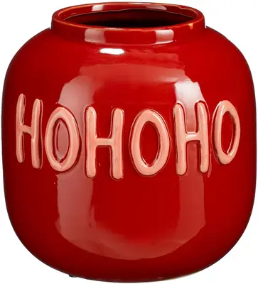 Mica Decorations vaas keramiek hohoho 23x22cm rood