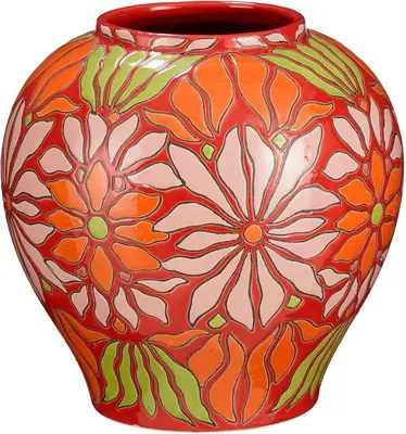 Mica Decorations vaas keramiek isabelle 28x28cm donker roze